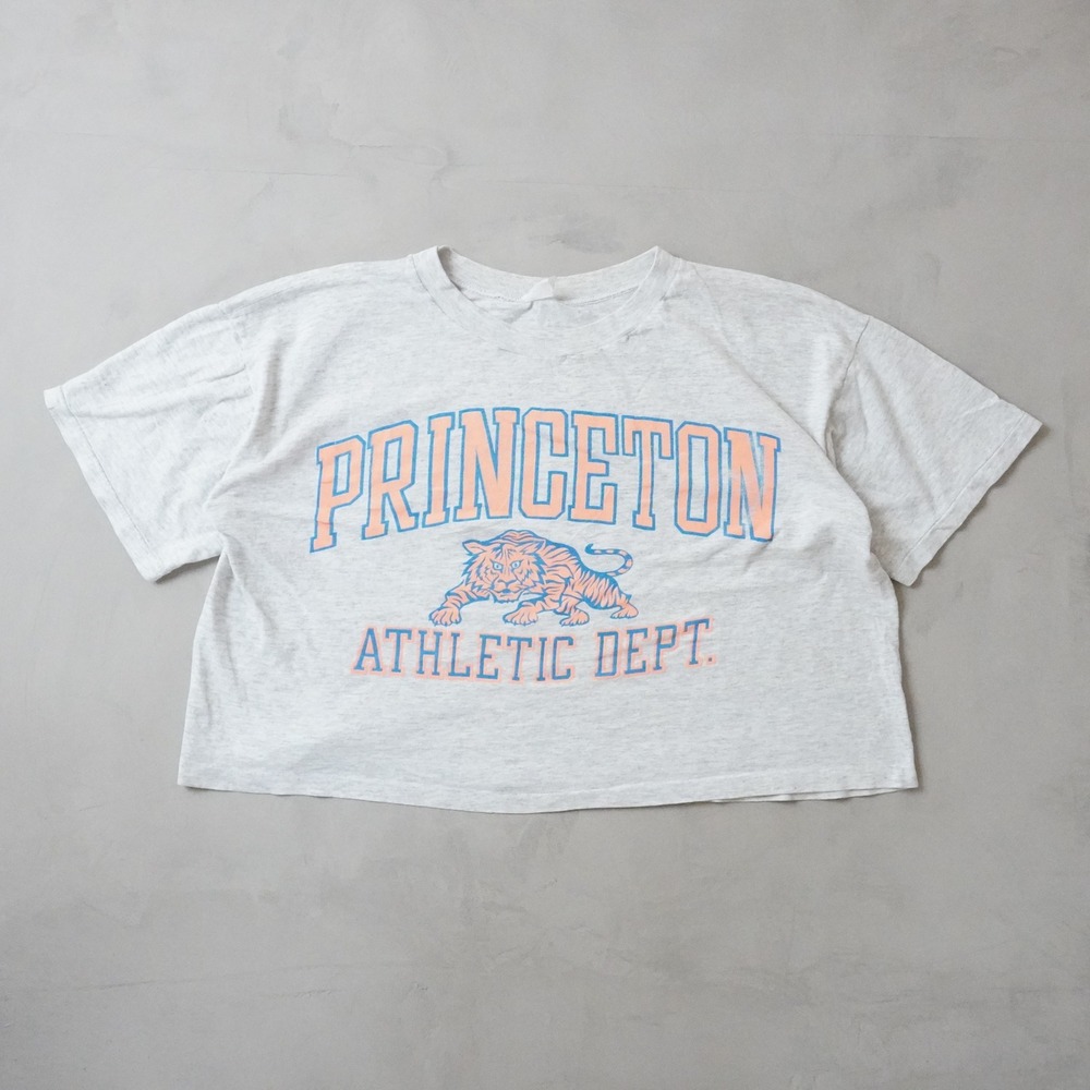 Vintage Princeton Athletic Dept Crop Top T-Shirt XL Grey Tiger Ivy League